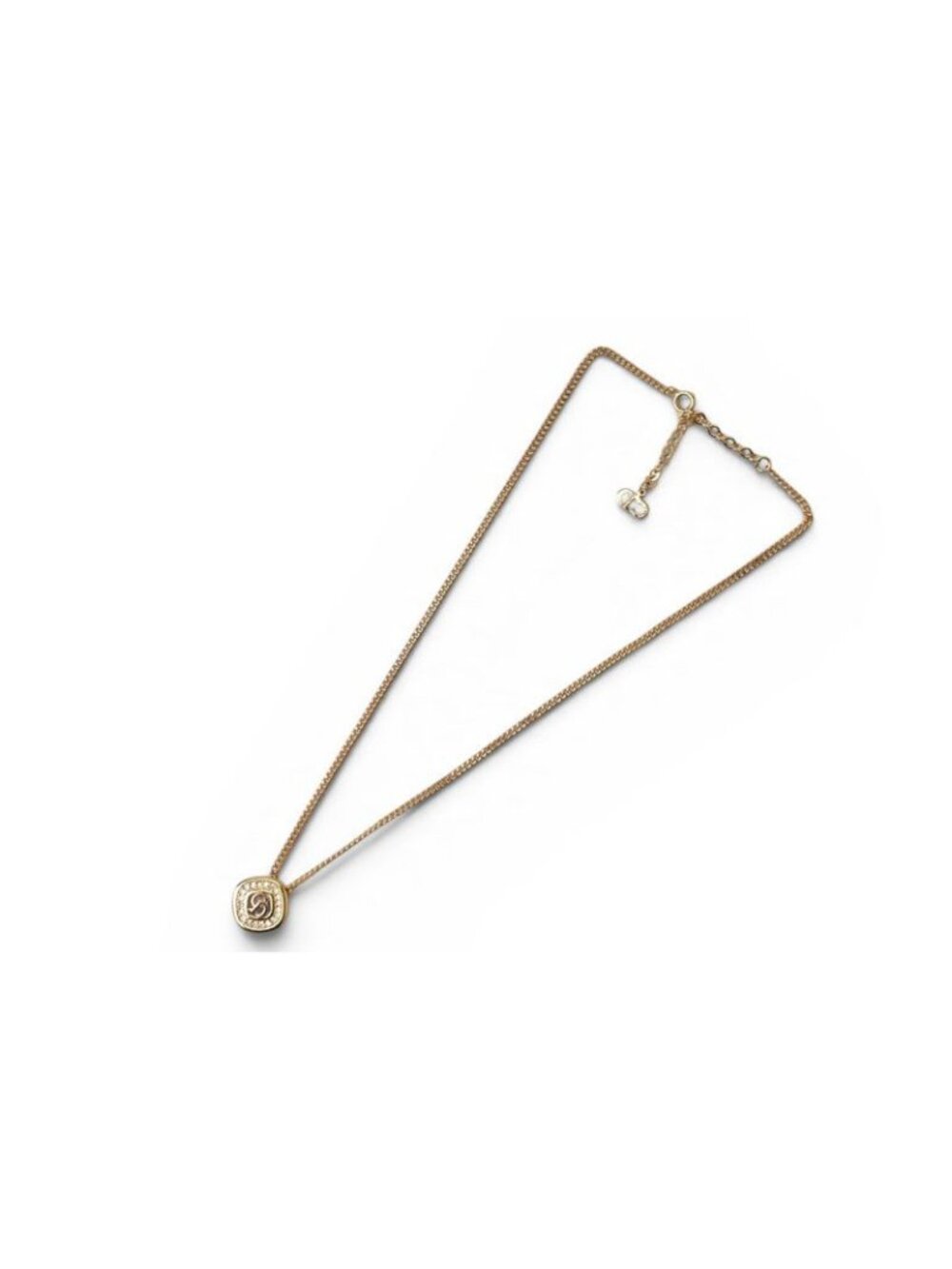 Dior Necklace Vintage CD Logo Line Stone Gold - Picture 2 of 6